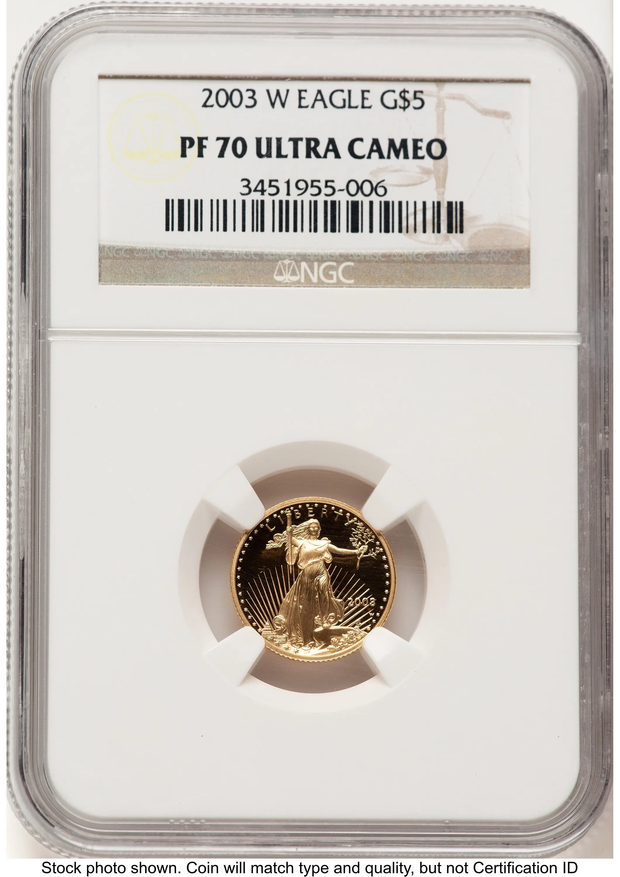 2003-W Proof Gold Eagle 1/10 oz Brown Label