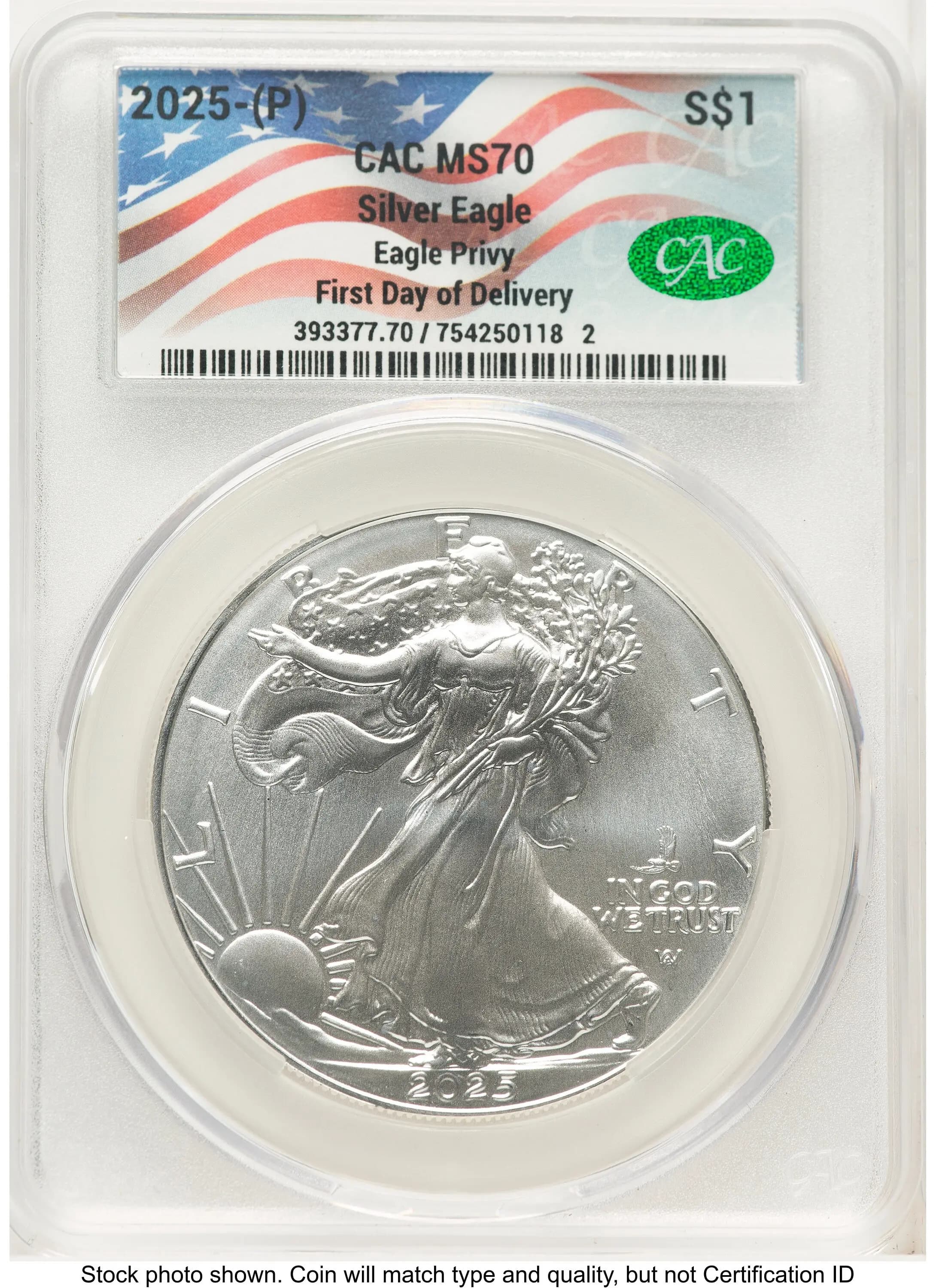 2025 Silver Eagle (Privy Mark) First Day of Delivery Flag Label